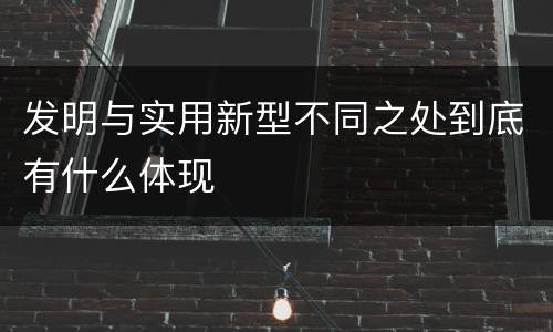 发明与实用新型不同之处到底有什么体现