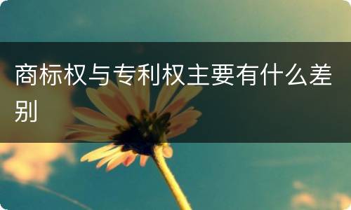 商标权与专利权主要有什么差别