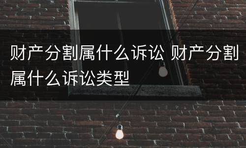 财产分割属什么诉讼 财产分割属什么诉讼类型