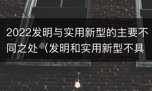 2022发明与实用新型的主要不同之处（发明和实用新型不具有什么特性）