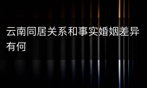 云南同居关系和事实婚姻差异有何