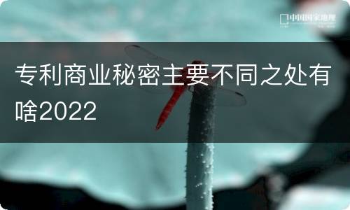 专利商业秘密主要不同之处有啥2022