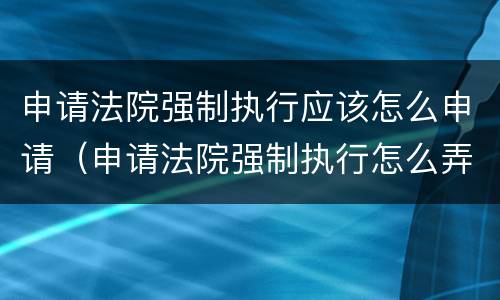 申请法院强制执行应该怎么申请（申请法院强制执行怎么弄）