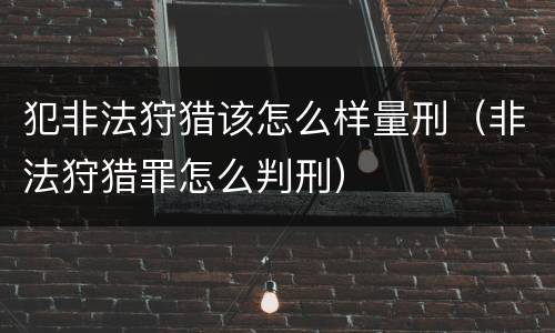 犯非法狩猎该怎么样量刑（非法狩猎罪怎么判刑）