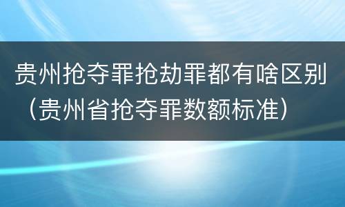 贵州抢夺罪抢劫罪都有啥区别（贵州省抢夺罪数额标准）