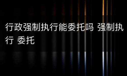 行政强制执行能委托吗 强制执行 委托