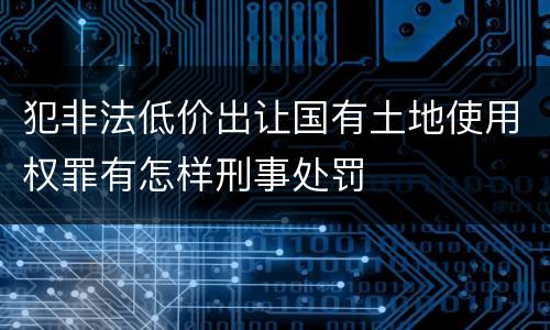 犯非法低价出让国有土地使用权罪有怎样刑事处罚