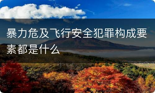 暴力危及飞行安全犯罪构成要素都是什么