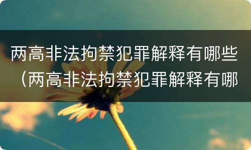 两高非法拘禁犯罪解释有哪些（两高非法拘禁犯罪解释有哪些问题）