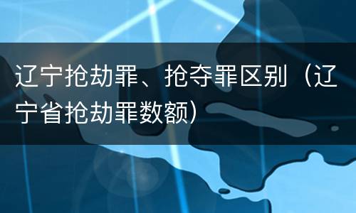 辽宁抢劫罪、抢夺罪区别（辽宁省抢劫罪数额）