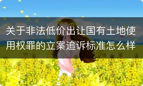 关于非法低价出让国有土地使用权罪的立案追诉标准怎么样认定