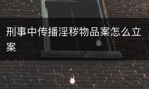 刑事中传播淫秽物品案怎么立案