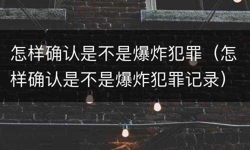 怎样确认是不是爆炸犯罪（怎样确认是不是爆炸犯罪记录）