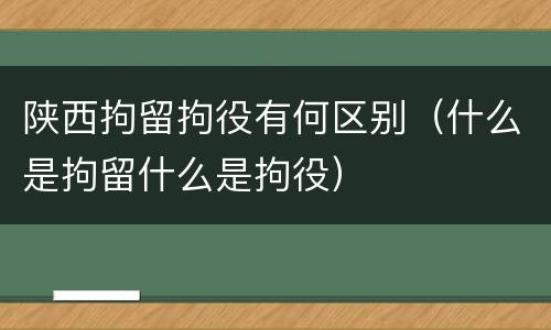 陕西拘留拘役有何区别（什么是拘留什么是拘役）