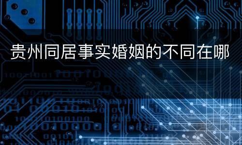 贵州同居事实婚姻的不同在哪