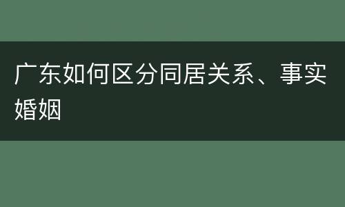 广东如何区分同居关系、事实婚姻