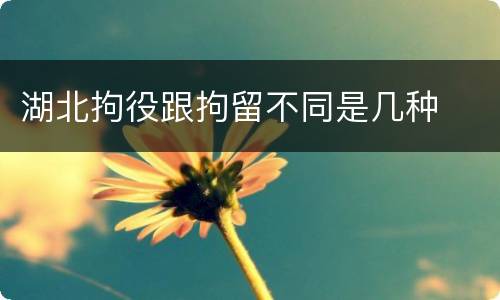 湖北拘役跟拘留不同是几种