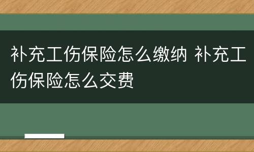 补充工伤保险怎么缴纳 补充工伤保险怎么交费