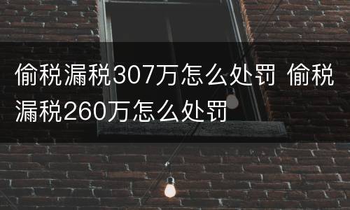 偷税漏税307万怎么处罚 偷税漏税260万怎么处罚