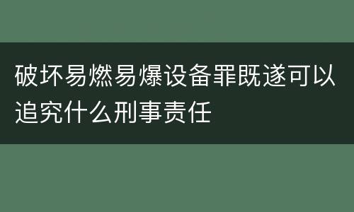 破坏易燃易爆设备罪既遂可以追究什么刑事责任