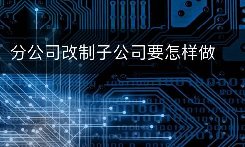 分公司改制子公司要怎样做