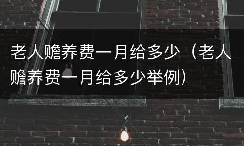老人赡养费一月给多少（老人赡养费一月给多少举例）