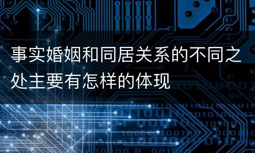 事实婚姻和同居关系的不同之处主要有怎样的体现