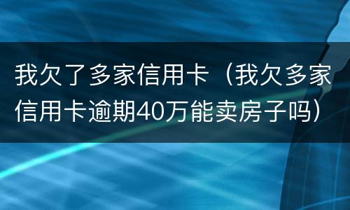 我欠了多家信用卡(我欠多家信用卡逾期40万能卖房子吗) 我欠了多家信用卡(我欠多家信用卡逾期40万能卖房子吗)