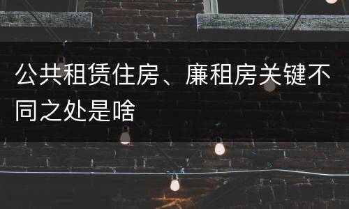 公共租赁住房、廉租房关键不同之处是啥