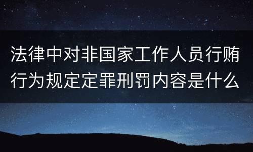 法律中对非国家工作人员行贿行为规定定罪刑罚内容是什么