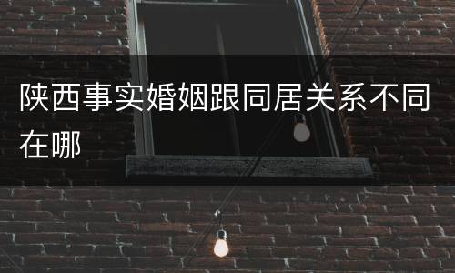 陕西事实婚姻跟同居关系不同在哪