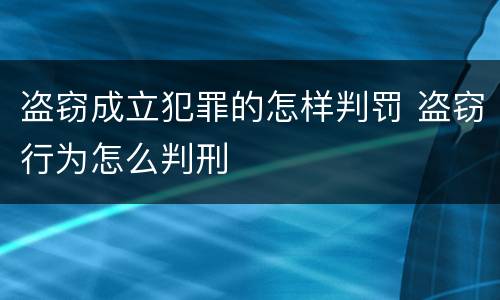 盗窃成立犯罪的怎样判罚 盗窃行为怎么判刑