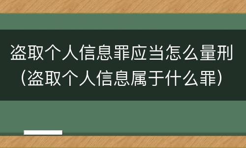 盗取个人信息罪应当怎么量刑（盗取个人信息属于什么罪）