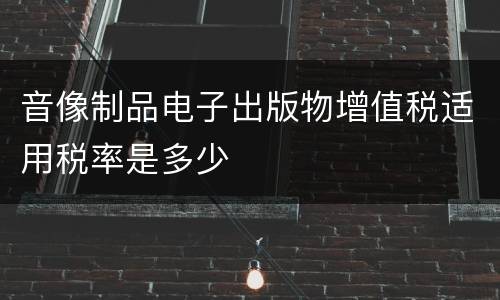音像制品电子出版物增值税适用税率是多少