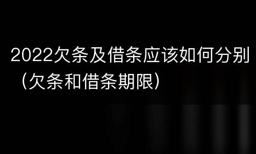 2022欠条及借条应该如何分别（欠条和借条期限）