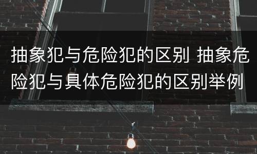 抽象犯与危险犯的区别 抽象危险犯与具体危险犯的区别举例