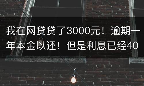 我在网贷贷了3000元！逾期一年本金以还！但是利息已经4000多了我不还行吗