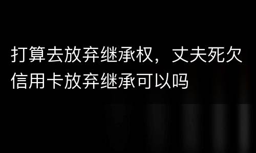 打算去放弃继承权，丈夫死欠信用卡放弃继承可以吗