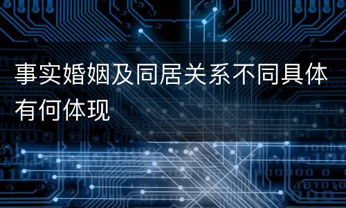 事实婚姻及同居关系不同具体有何体现