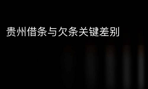贵州借条与欠条关键差别