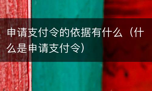 申请支付令的依据有什么（什么是申请支付令）