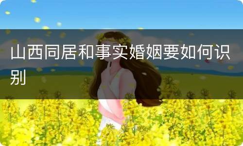 山西同居和事实婚姻要如何识别