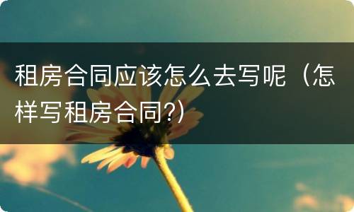 租房合同应该怎么去写呢（怎样写租房合同?）