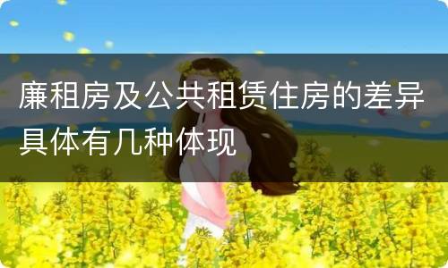 廉租房及公共租赁住房的差异具体有几种体现