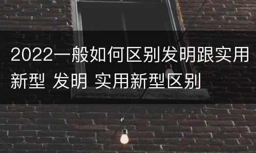 2022一般如何区别发明跟实用新型 发明 实用新型区别