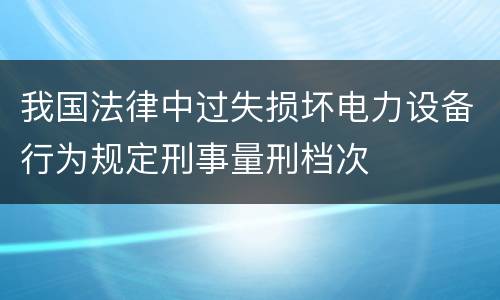 我国法律中过失损坏电力设备行为规定刑事量刑档次