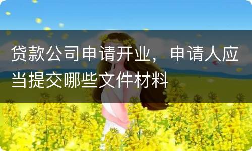 贷款公司申请开业，申请人应当提交哪些文件材料