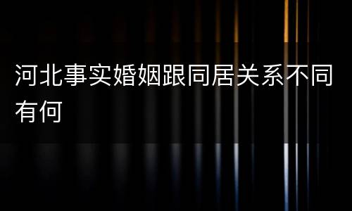 河北事实婚姻跟同居关系不同有何