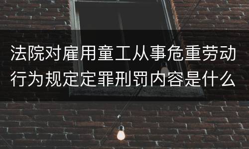 法院对雇用童工从事危重劳动行为规定定罪刑罚内容是什么样
