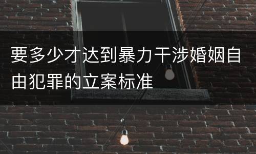 要多少才达到暴力干涉婚姻自由犯罪的立案标准